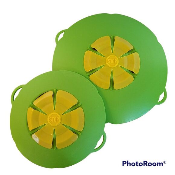 Kochblume TWO Silicone Bowl Pot Lid Covers Spill Stopper Cooking Tool Flower - Picture 2 of 16